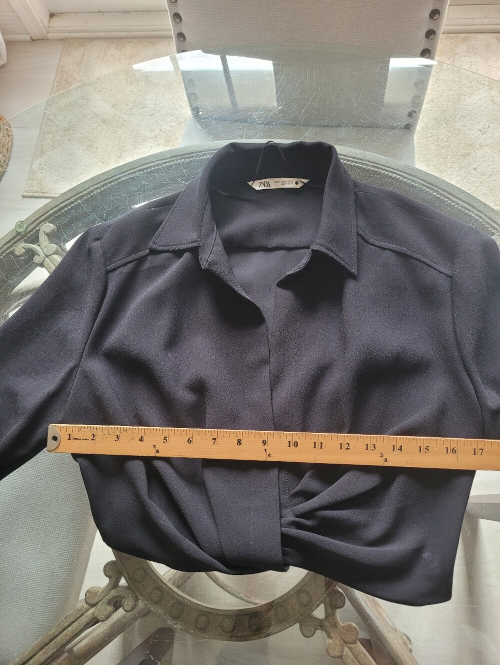 Zara Black Women's Knot-Front Blouse - Picture 8 of 11